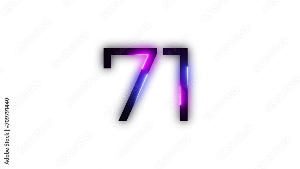 Neon number 71 with alpha channel, neon number seventy one Neon number 71 with alpha channel, neon number seventy one