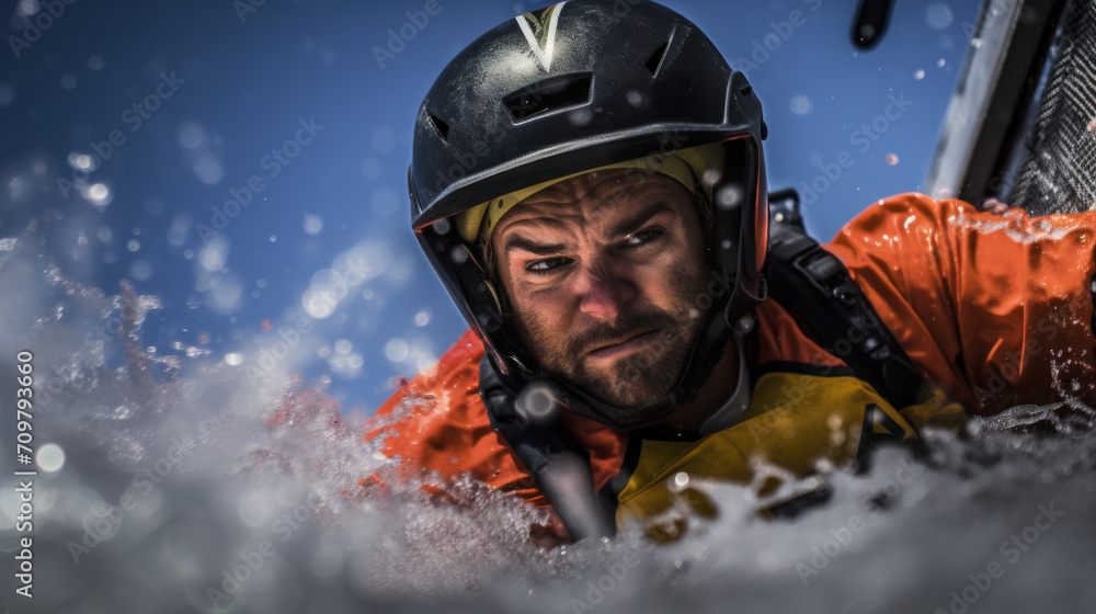Coast guard Officer in a stormy sea. Rescue operation in ocean using helicopter or rescue boat Coast guard Officer in a stormy sea. Rescue operation in ocean using helicopter or rescue boat