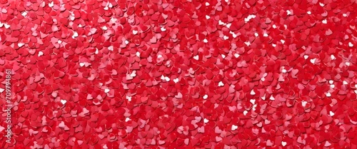 Red paper hearts symbols confetti vector background. Decor for Valentine's Day. Banner background. photo