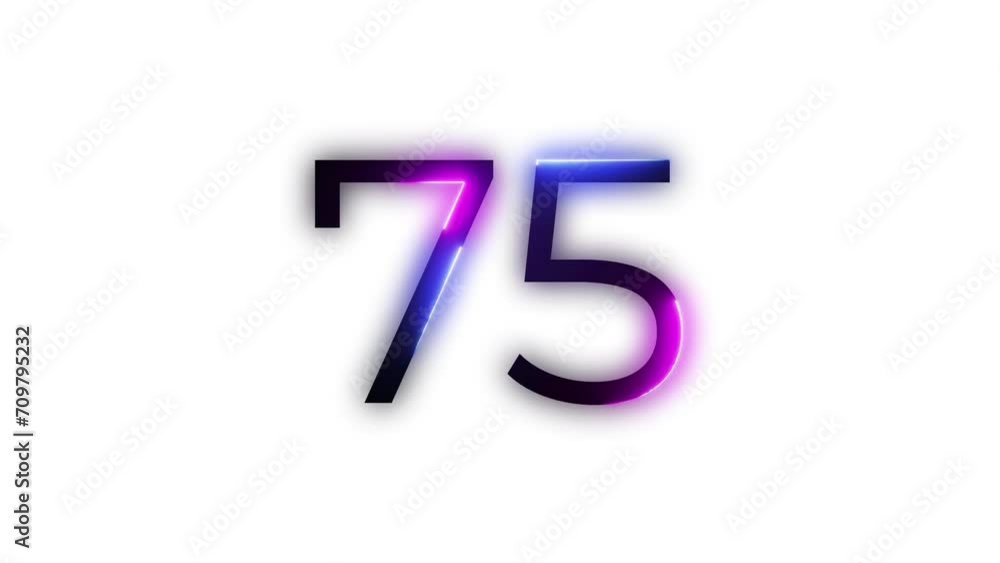 Neon number 75 with alpha channel, neon number seventy five Neon number 75 with alpha channel, neon number seventy five