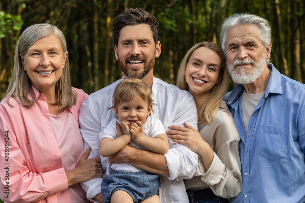 Smiling family looking happy and enjoyed spending time together