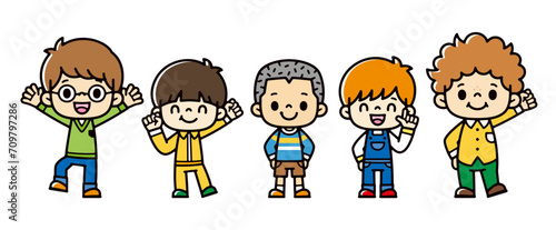 Clip art of boys posing with smiles