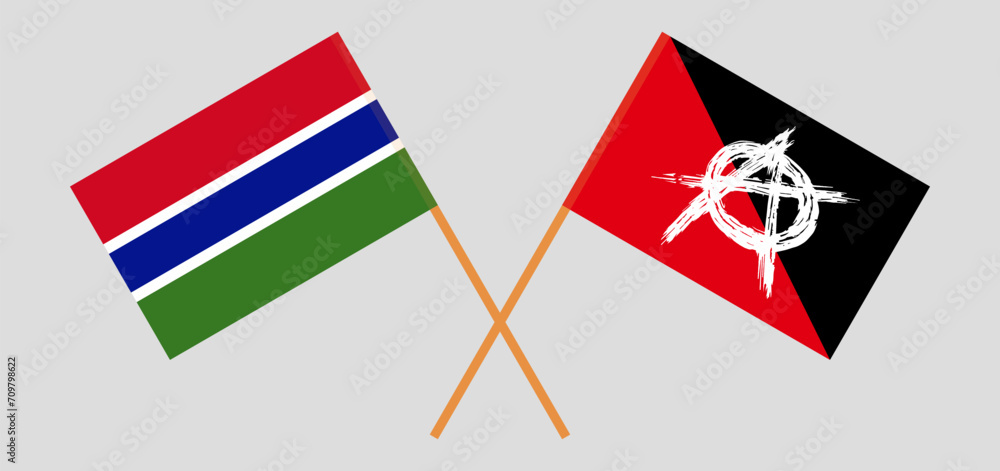 Crossed flags of the Gambia and anarchy. Official colors. Correct proportion Crossed flags of the Gambia and anarchy. Official colors. Correct proportion