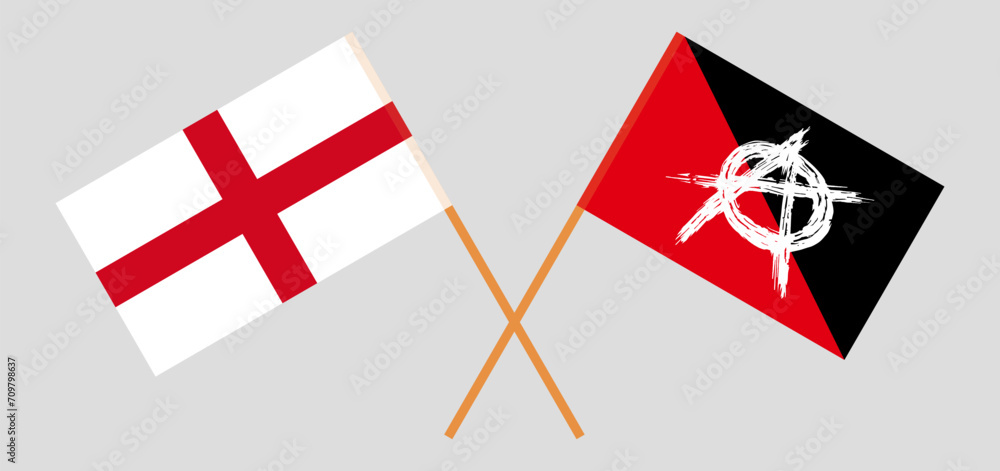 Crossed flags of England and anarchy. Official colors. Correct proportion