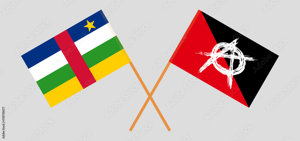 Crossed flags of Central African Republic and anarchy. Official colors. Correct proportion