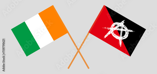 Crossed flags of Ivory Coast and anarchy. Official colors. Correct proportion