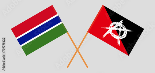 Crossed flags of the Gambia and anarchy. Official colors. Correct proportion
