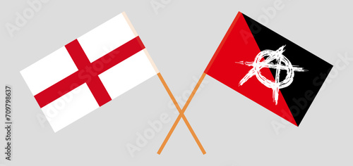 Crossed flags of England and anarchy. Official colors. Correct proportion