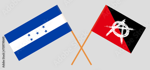 Crossed flags of Honduras and anarchy. Official colors. Correct proportion