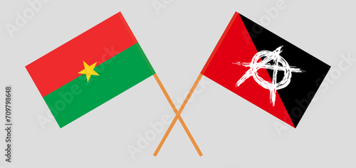 Crossed flags of Burkina Faso and anarchy. Official colors. Correct proportion