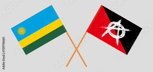Crossed flags of Rwanda and anarchy. Official colors. Correct proportion