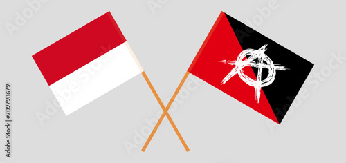Crossed flags of Monaco and anarchy. Official colors. Correct proportion