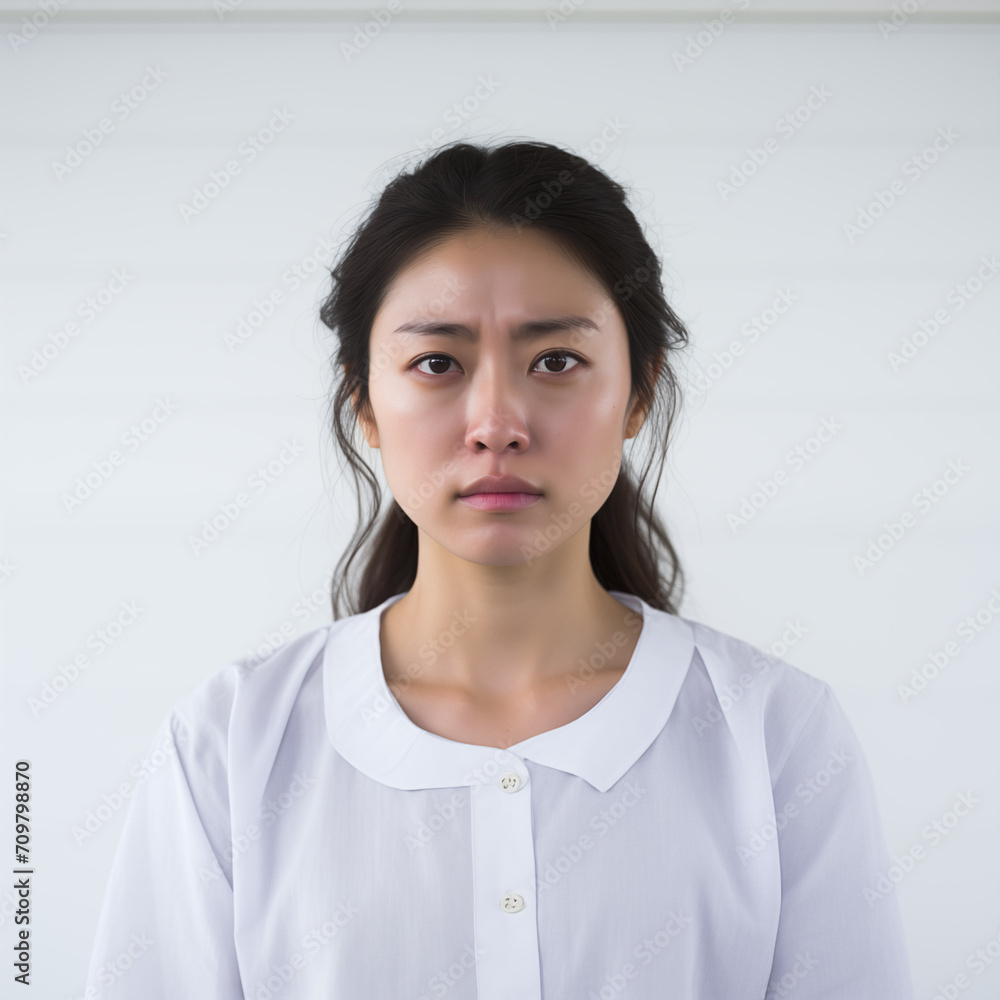 今にも泣き出しそうな女性 今にも泣き出しそうな女性