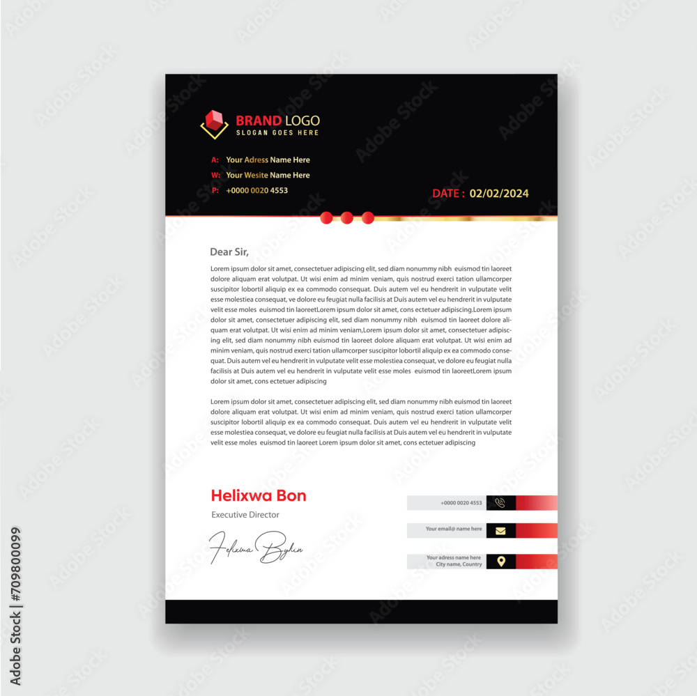 Modern and professional company business letterhead template design Modern and professional company business letterhead template design