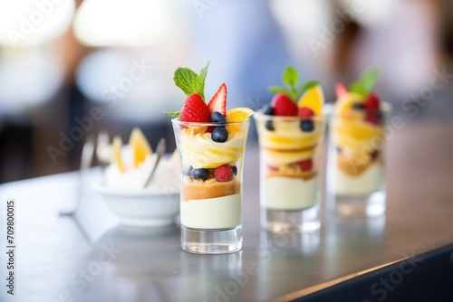 mini parfaits in small glasses for catering photo