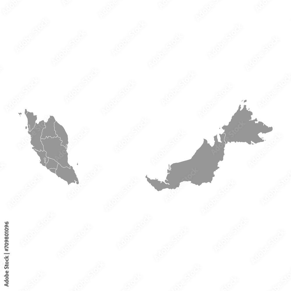 Malaysia map with administrative divisions. Vector illustration.