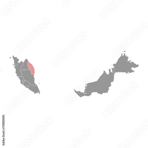 Terengganu state map  administrative division of Malaysia. Vector illustration.