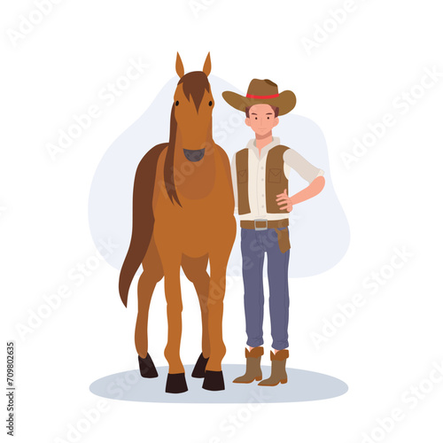 Wild West Cowboy. Western Cowboy with Horse