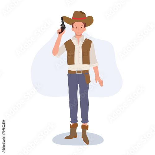  Wild West Sheriff. Full-Length Cowboy  Character with Pistol
