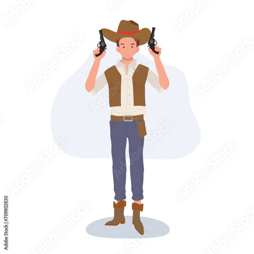  Wild West Sheriff. Full-Length Cowboy  Character with Pistol