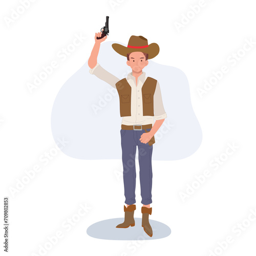  Wild West Sheriff. Full-Length Cowboy  Character with Pistol