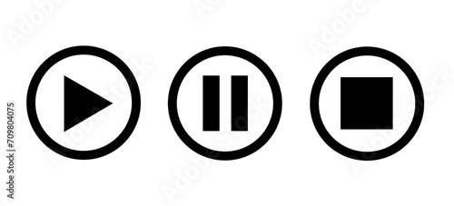 set of media player icons. play, pause and stop icons