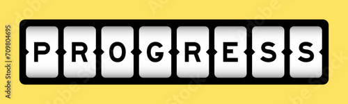 Black color in word progress on slot banner with yellow color background