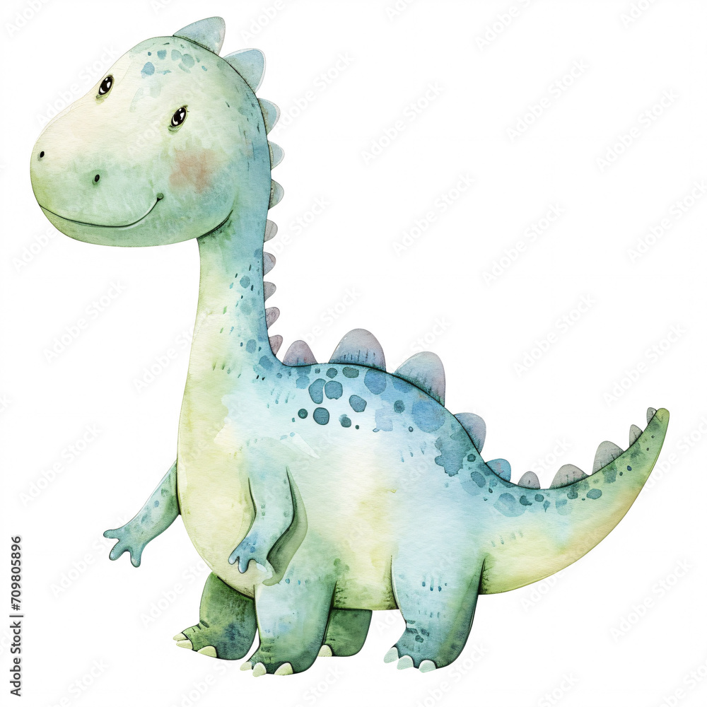 Naklejka premium Suchomimus Dinosaur Cartoon Character Watercolor Handmade Style Illustration Clipart