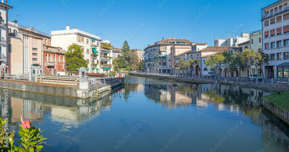Treviso - The panaorama old town with the Sile river.