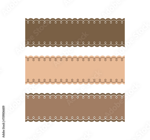 レースリボンのようなレトロで可愛いフレームのベクターイラストセット
