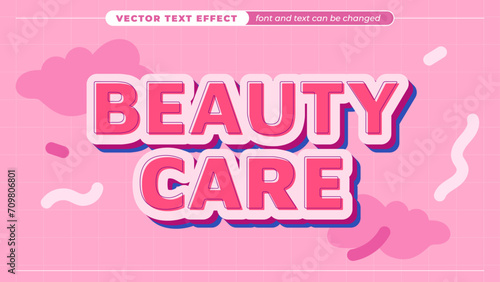 Pink beauty care sale text effect, modern graphic styles