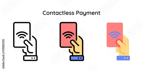 Contactless Payment Icon. Hand Holding NFC Card Vector Symbol. NFC Card Payment.