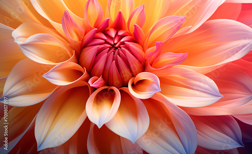 Dahlias are an attractive flower with bright colors, in the style of macro lens, colorful curves

