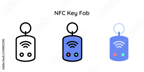 NFC Key Fob Icon. Contactless. Smart Handle Key. RFID Tag Key