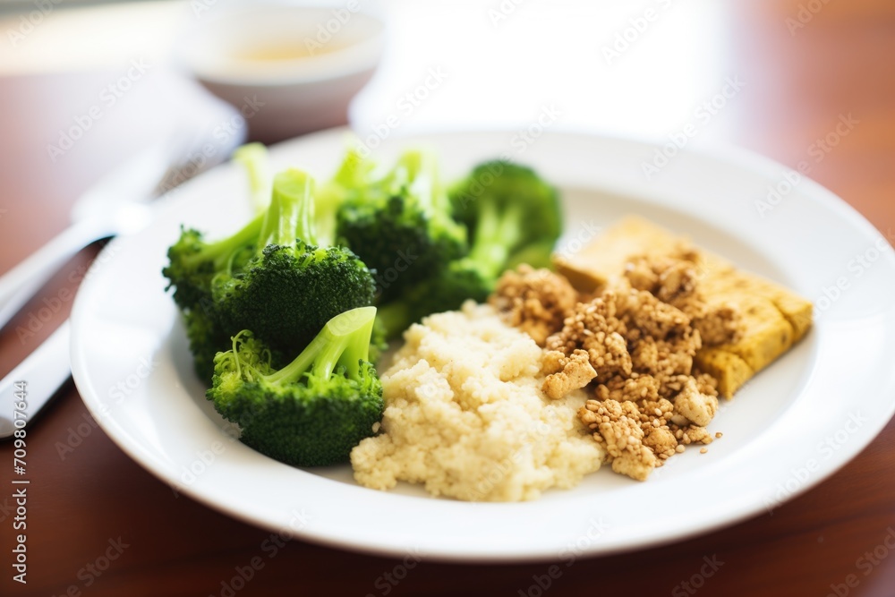 scrambled tofu with quinoa and steamed broccoli scrambled tofu with quinoa and steamed broccoli