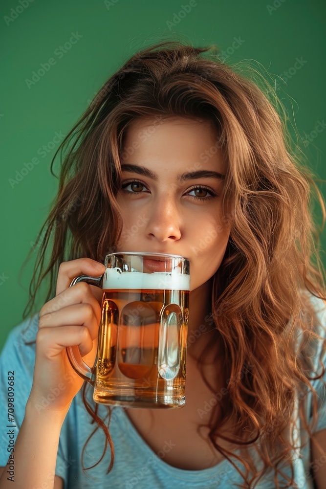 Young woman drinking beer Young woman drinking beer