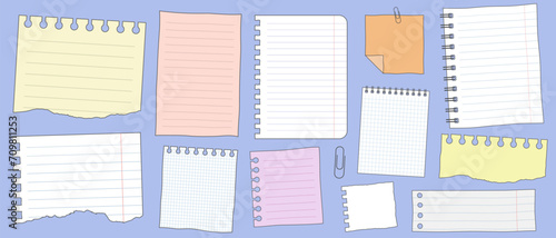 Paper notes Vector Design. Notebook Page Template. Sticky Blank.