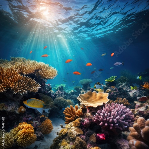 Underwater shoot of vivid coral reef with a fishes © Zahid