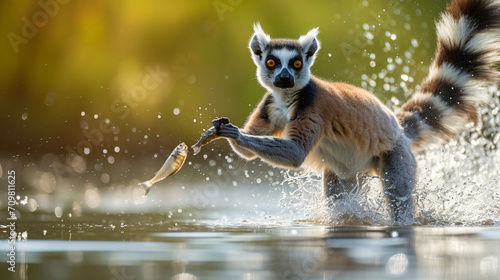 Lemurs catching fish © ding
