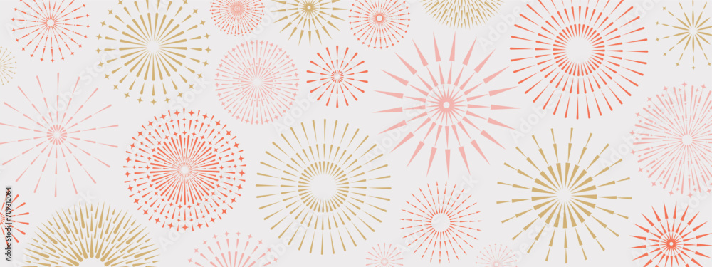 Abstract Geometric Fireworks Pattern Background. Asian Style Design Backdrop. - obrazy, fototapety, plakaty 