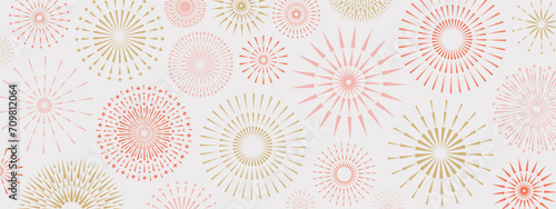 Abstract Geometric Fireworks Pattern Background. Asian Style Design Backdrop.