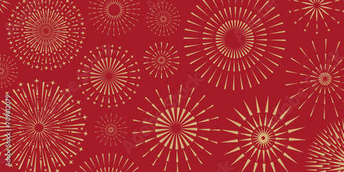 Japaneese Fireworks Pattern Background. Festival Chinese Backdrop. Abstract Geometric Texture.