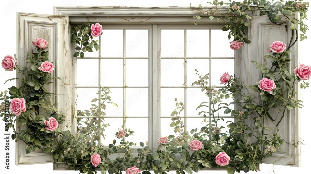 A Vintage Retro-Styled Window Frame, Evoking Nostalgia and Classic Charm with a Touch of Yesteryear's Grace.