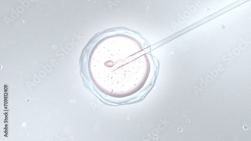 Injecting sperm directly into the egg, artificial insemination or in vitro fertilization. 3D illustration.
