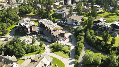 Aerial video of a picturesque town in northern Italy Ponte di Legno, province of Brescia photo