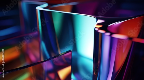 Colorful glass 3d object. Abstract glass wallpaper. Colorful background with glass geometric shapes.