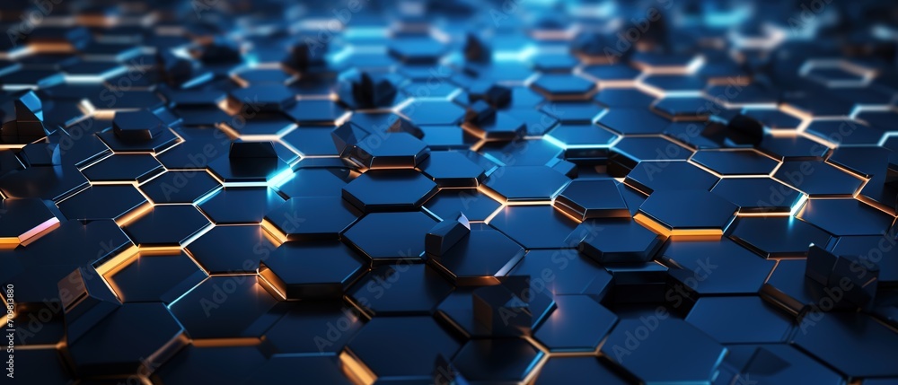 Fototapeta premium Abstract futuristic hexagon metal background. 3d hexagon pattern for wallpaper. Hexagon shapes.