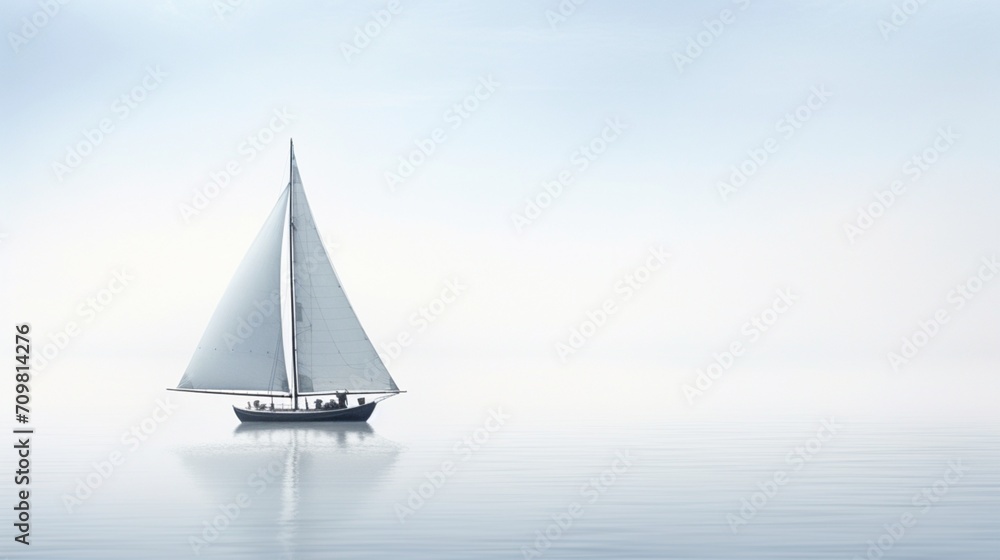 two sailboats anchored near a peaceful cove, their sails furled against a pristine white background, creating a scene that speaks of maritime tranquility and relaxation. - obrazy, fototapety, plakaty 