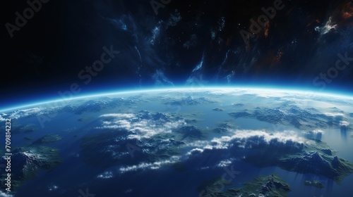 Earth from outer space. Breathtaking planet in cosmos. Satellite photo of earth.Night sky in space.