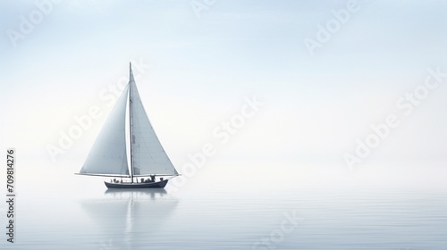 two sailboats anchored near a peaceful cove, their sails furled against a pristine white background, creating a scene that speaks of maritime tranquility and relaxation. © Balqees